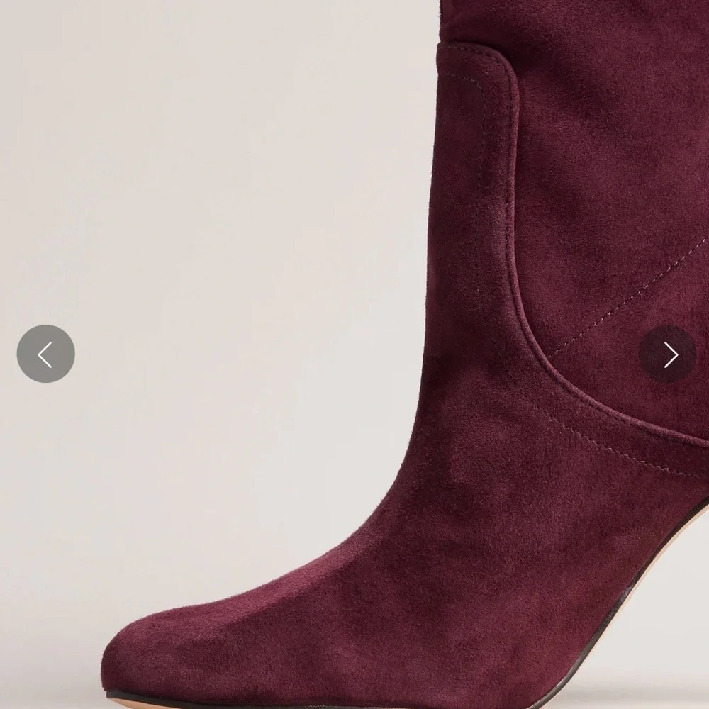 Ted Baker Haraya leather Women’s Burgundy Suede Ankle Boots with Ribbon Detail
